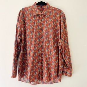 Alan Flusser Mens Multicolor Paisley Dress Shirt Long Sleeve L